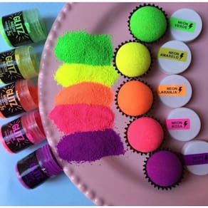 Kit 9 Pós Glitz Cores Neon Brilha Na Luz Negra Para Decorar Fab! Para Decoração, Doces, Bolos