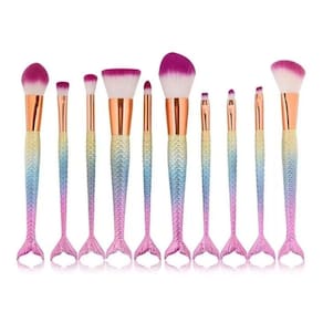 Kit Pinceis Maquiagem Sereia 10 Peças