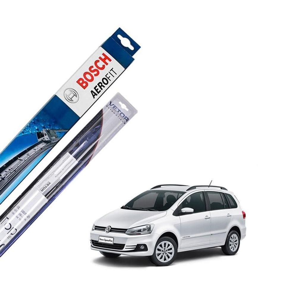 Kit limpador parabrisa bosch e vetor spacefox 2016 2017 2018