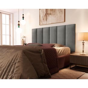 Painel cama box valence queen 1,60 tecido suede cor cinza