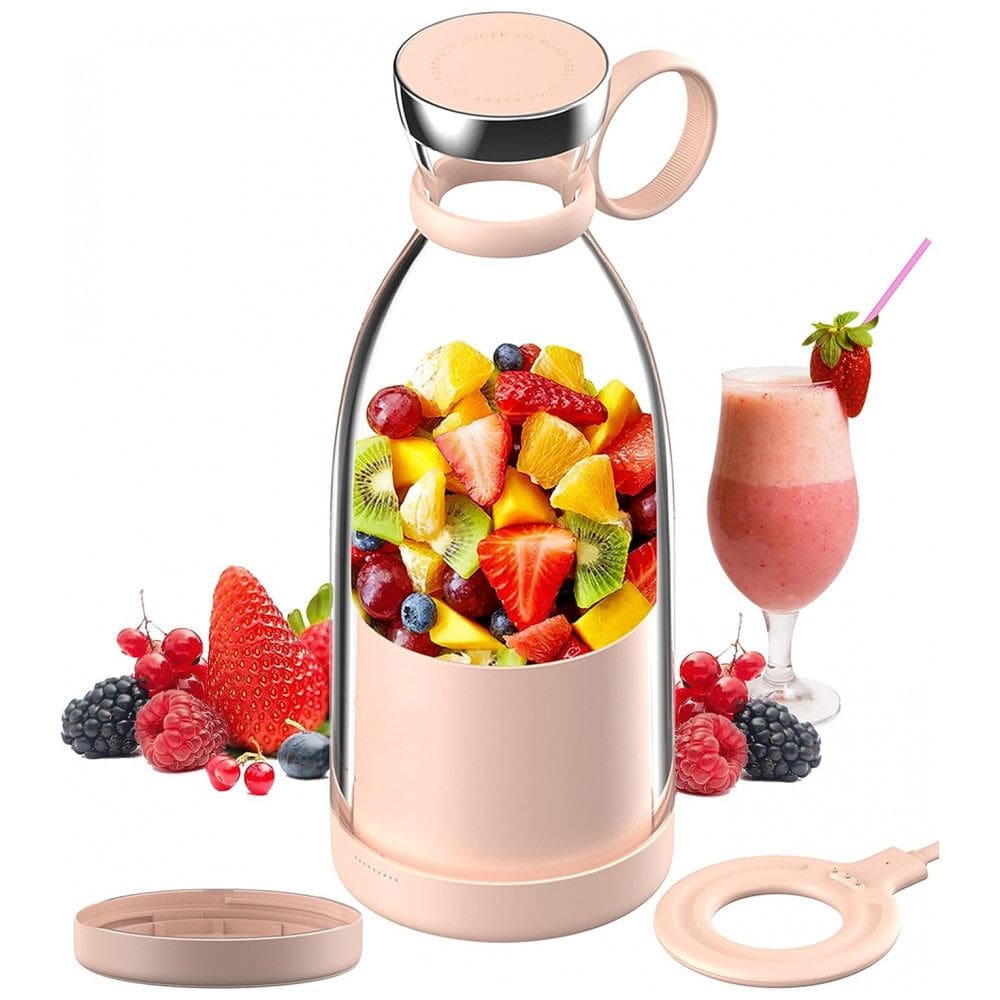 Mini Liquidificador Portátil 350 com Carregamento USB, 110v, OTPEIR ML PB201, Rosa