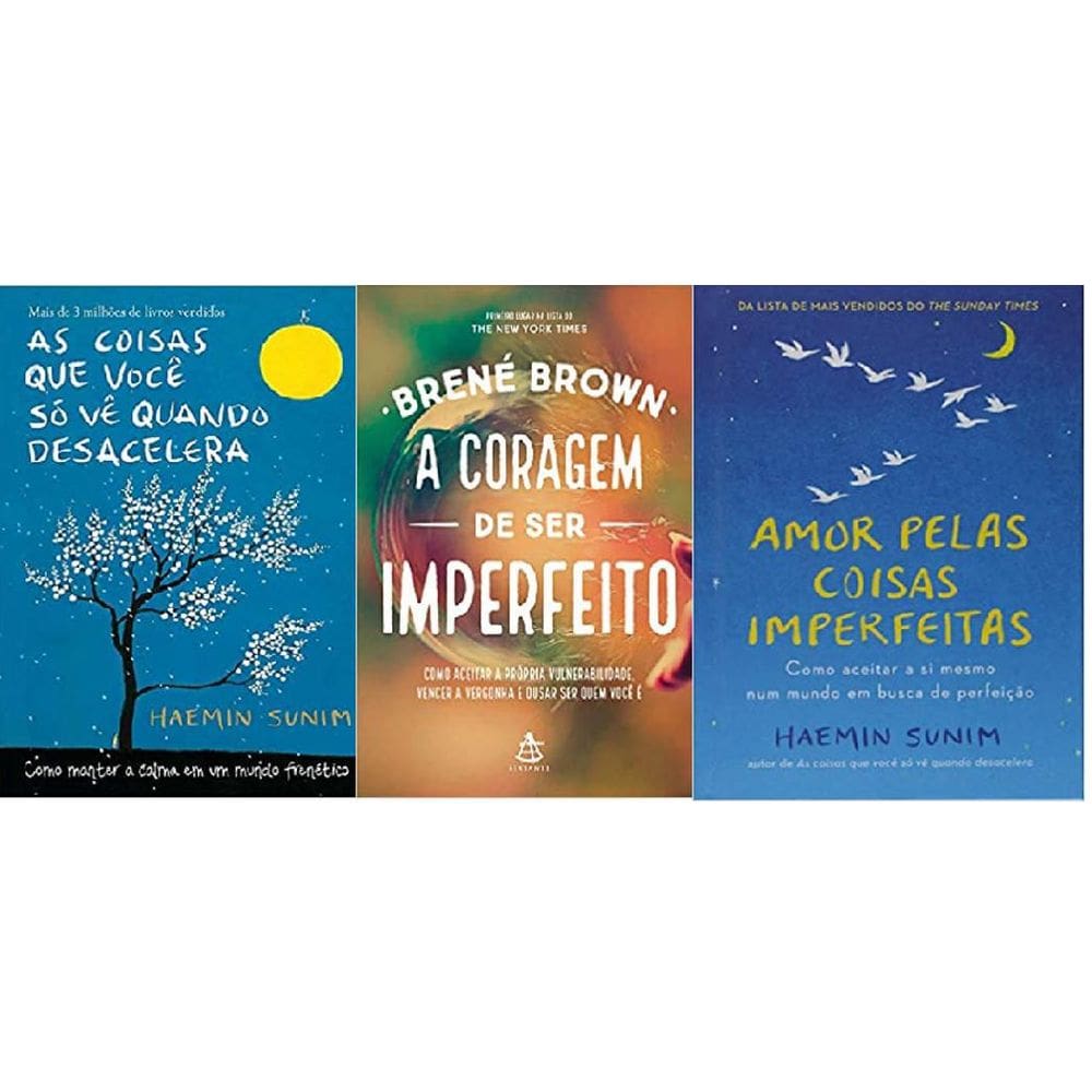 Kit 3 livros coisas quando desacelera coragem imperfeito