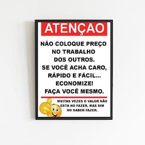 Quadro Aviso Para Clientes Sem Noção 33X24Cm