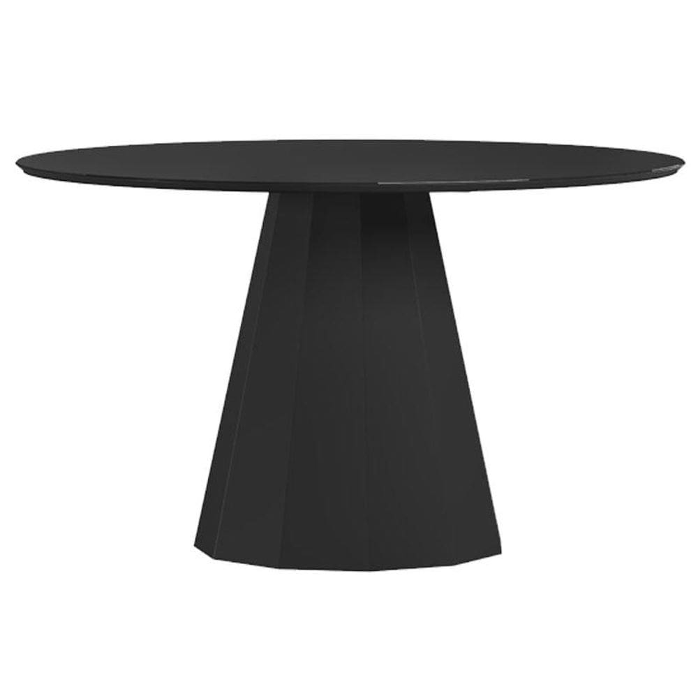 Mesa de Jantar 135x135 cm Isis com Vidro Preto – New Ceval