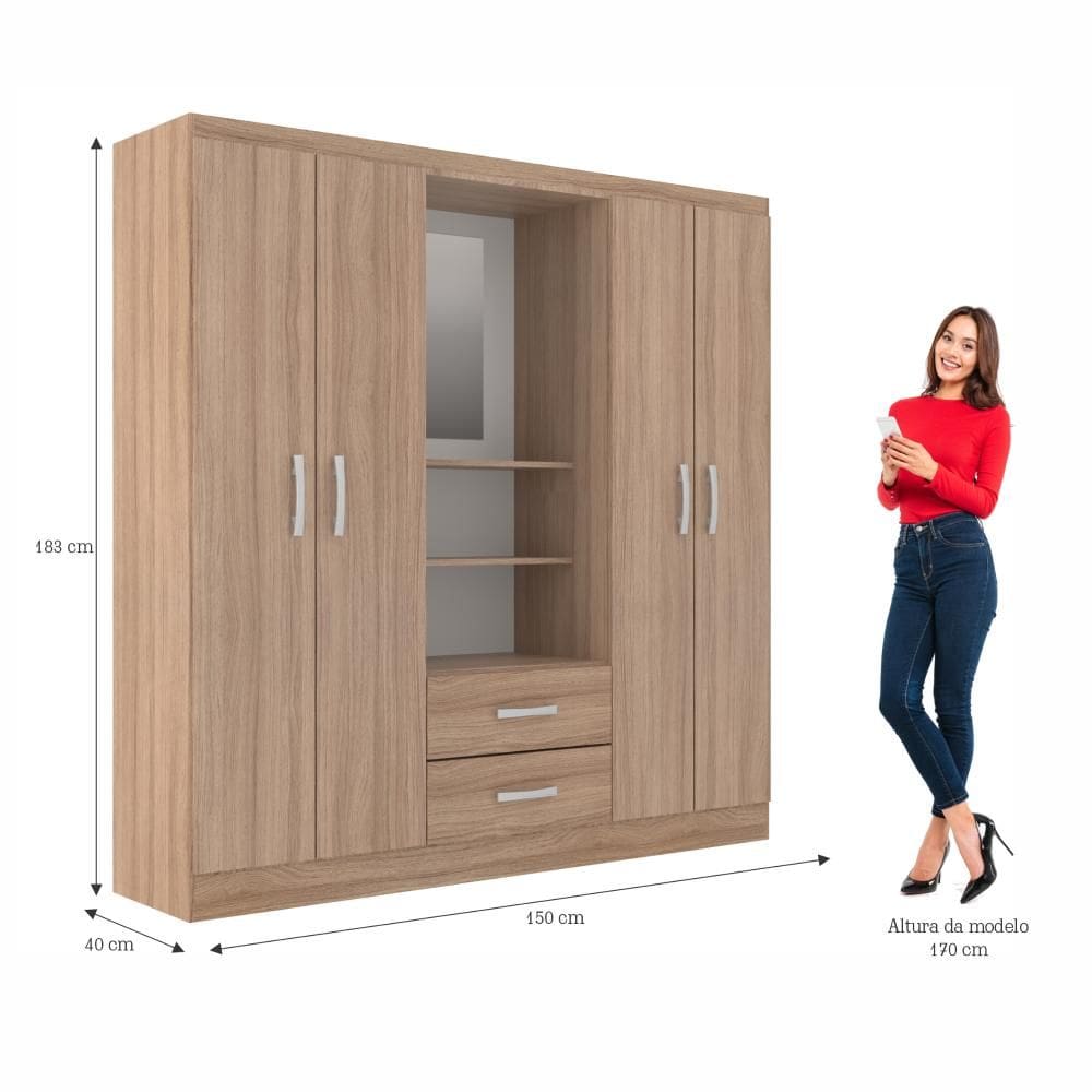 Guarda Roupa Casal Capelinha com 4 Portas 2 Gavetas