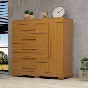 Cômoda 1 Porta 5 Gavetas 100% MDF Miosótis Espresso Móveis Cinamomo