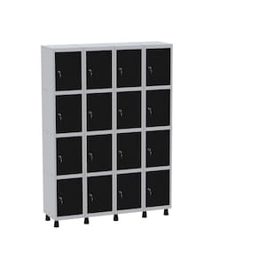 Armário Guarda Volume Locker Roupeiro 16 Portas Aço GRF 504/16 Cinza/Preto