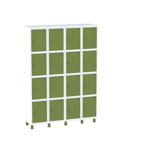 Armário Guarda Volume Locker Roupeiro 16 Portas Aço GRF 504/16 Branco/Verde Miró