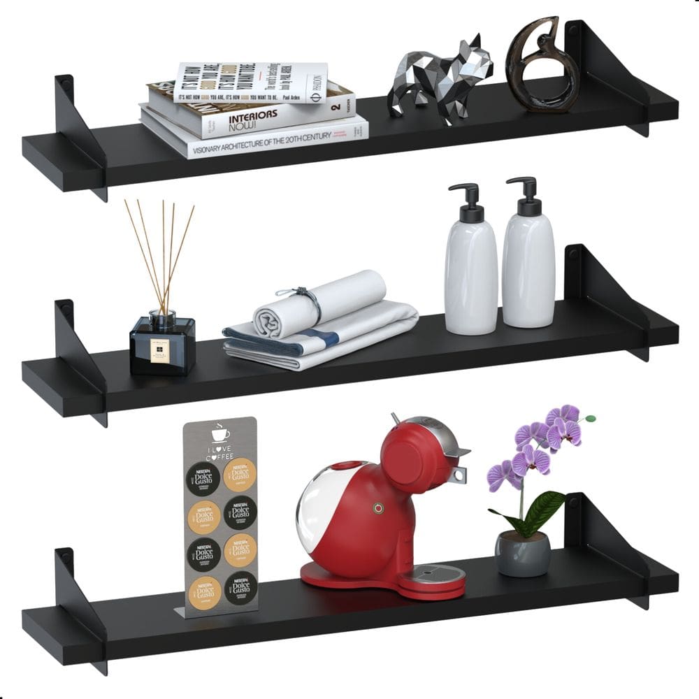 3 Prateleiras De Madeira Estilo Industrial Suspensa Max60pp