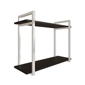 Nicho sala com prateleira dupla preto mdf 80cm base branca