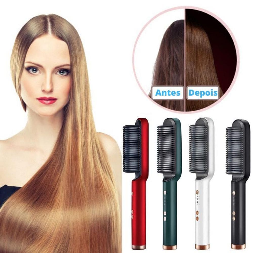 Escova alisadora cabelo sleek anion hair 3 em 1 alisa seca e