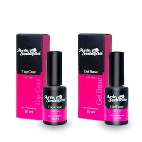 Kit gel base transparente + top coat 10 ml, arte sedução