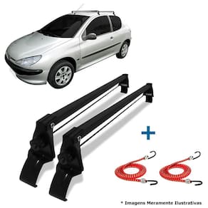 Rack teto bagageiro peugeot 206 e 207 2p + 2 elástico carga