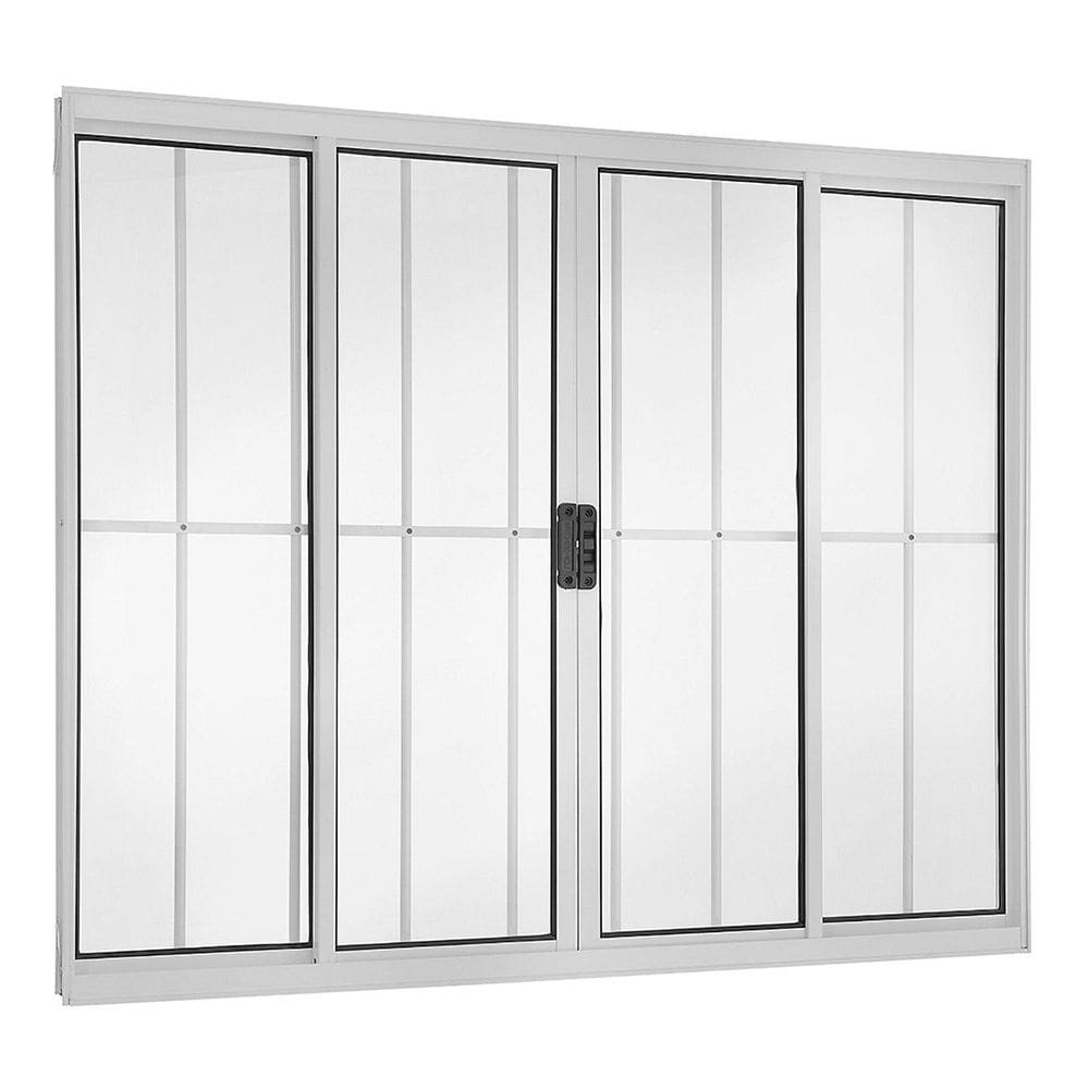 Janela 4 folhas 1,00x1,20 com grade no alumínio branco