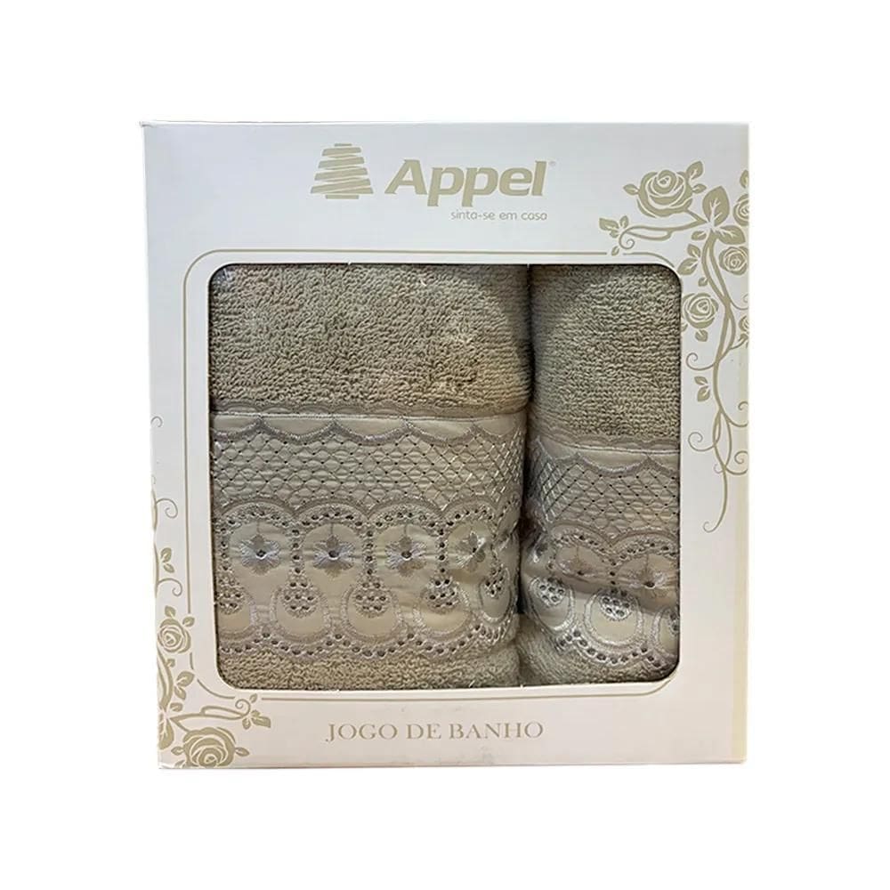 Kit toalhas banho e rosto bordare 2 peças camel