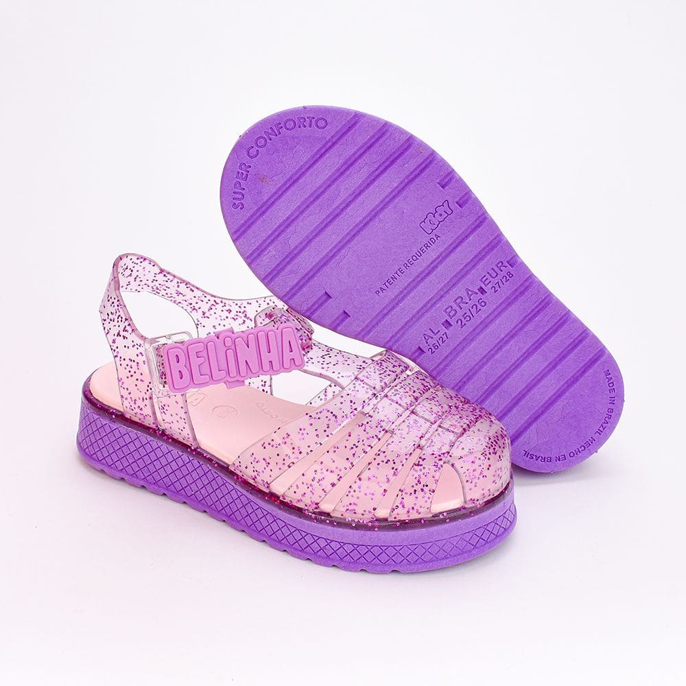 Sandália Infantil Plataforma Belinha Lilás Glitter