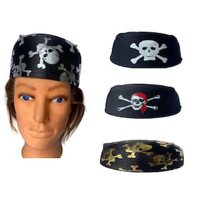 Kit 4 chapéus de pirata coquinho bandana estampado