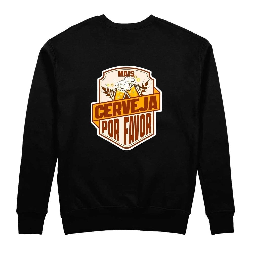 Blusao de Frio Moletom Masculino Frase Mais Cerveja Por Favor Moda Inverno Tendencia Conforto