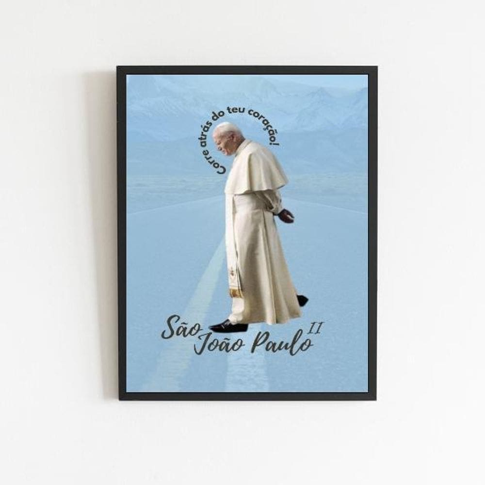 Quadro Decorativo João Paulo Ii 24X18Cm - Com Vidro Preta