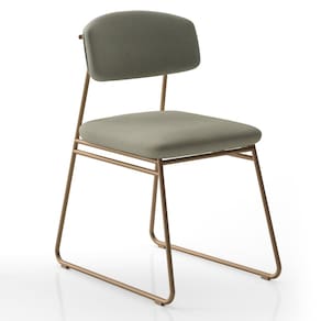 Cadeira Sala de Jantar Encosto e Assentos Estofados Corino Linha Jaraguá Dourado/ Duna Bege