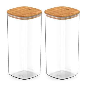 Kit 2 Pote Hermético Tampa De Bambu Transparente 1,5L Ou