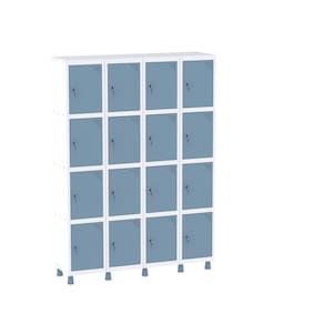 Armário Guarda Volume Locker Roupeiro 16 Portas Aço GRF 504/16 Móveis Branco/Azul Dali