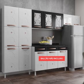 Cozinha Compacta em Aço Mirage New 11 Portas Branco/Preto - Telasul