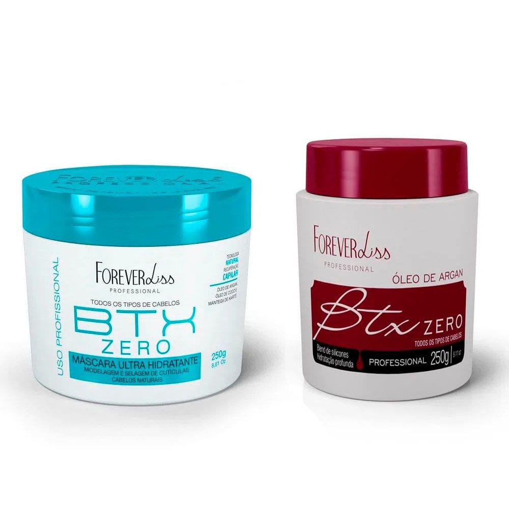 Kit Mascara Volume BTX Zero e Argan Oil Forever Liss 250g