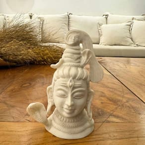 Escultura Cabeça De Shiva De Pó De Mármore 13Cm