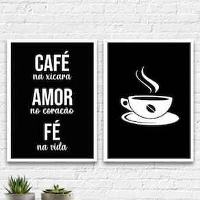Kit 2 Quadros Decoração Cantinho Do Café 45X34Cm - Com Vidro