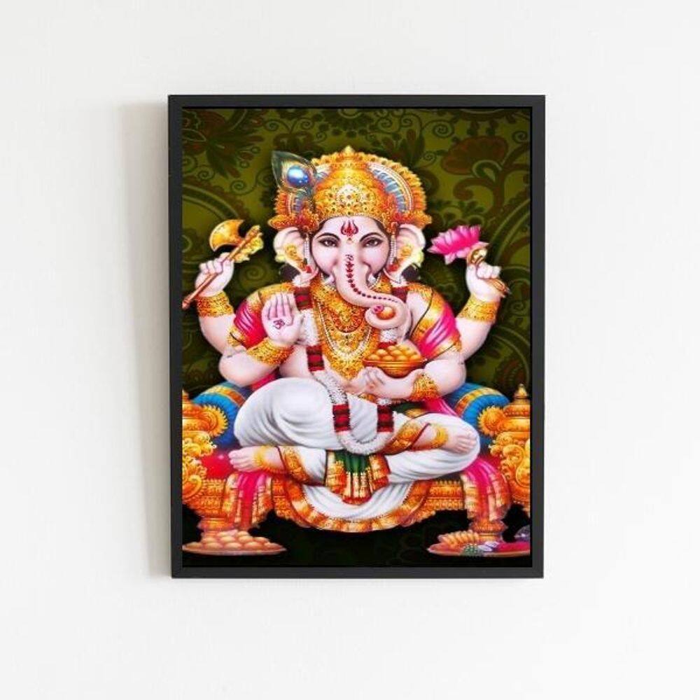 Quadro Decorativo Lord Ganesha 33X24Cm Preta