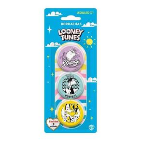 Borracha escolar looney tunes - kit 3 unidades