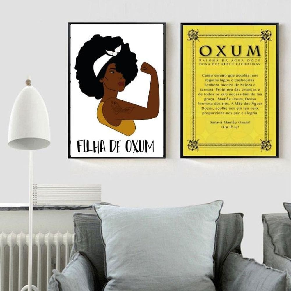 Kit 2 Quadros Candomblé Filha De Oxum 45X34Cm