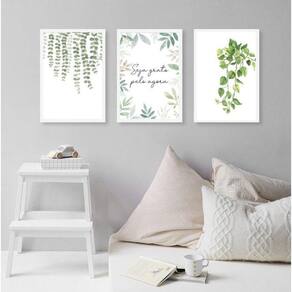 Kit 3 Quadros Decorativos Seja Grato - Plantas 33X24Cm