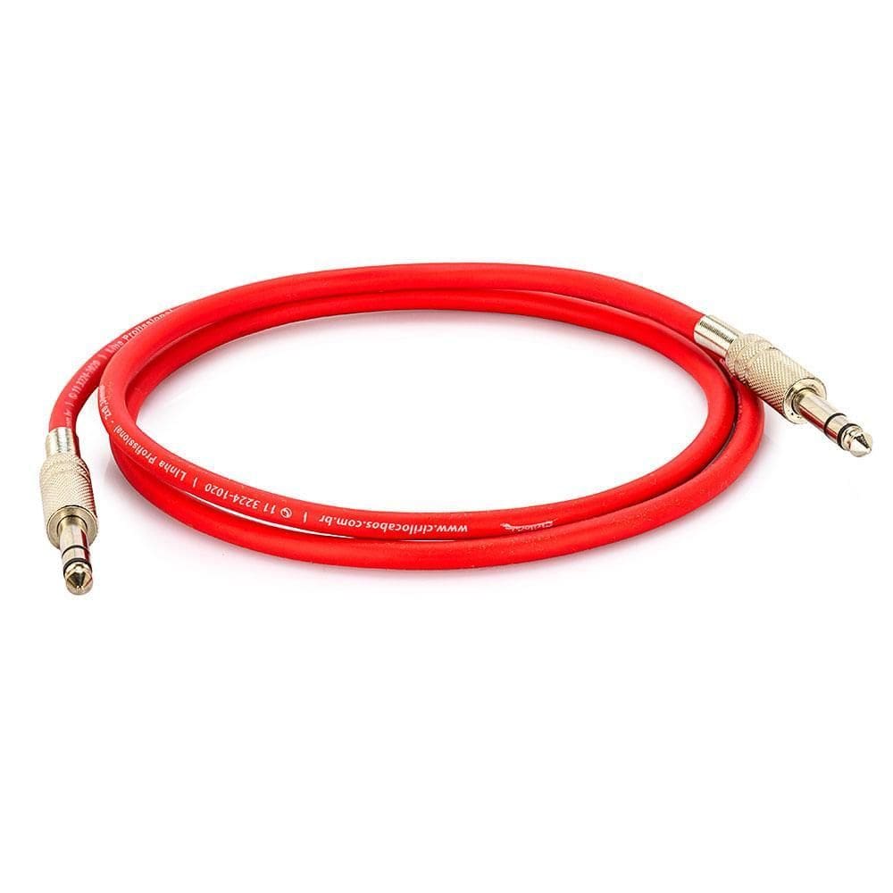 Cabo p10 para p10 estéreo - vermelho 35 mt