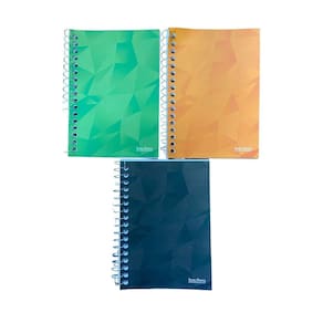 Caderno espiral 1/8 capa flexível com 96 folhas escolar-5 un