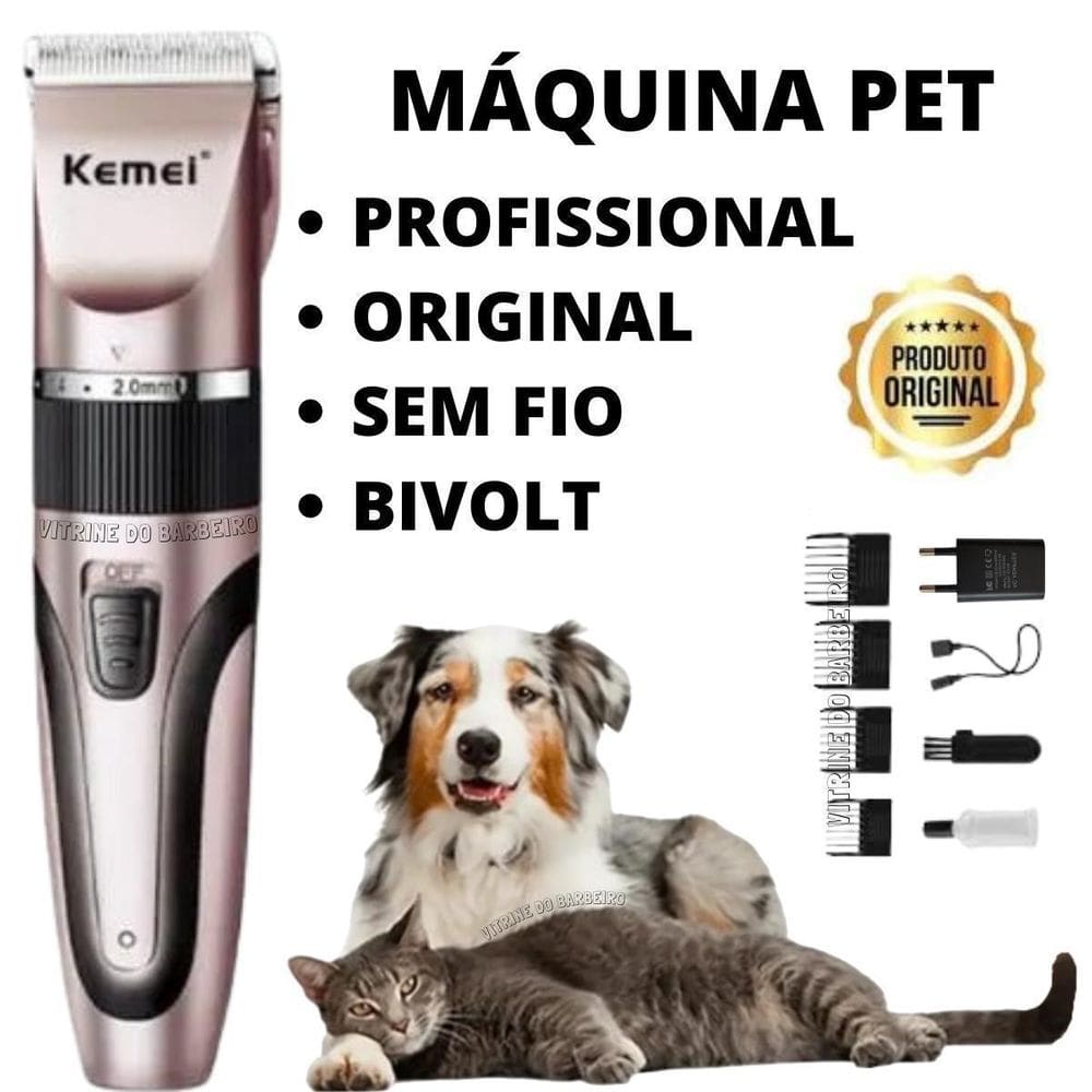 Máquina tosa pet  kemei 1053 bivolt sem fio petshop