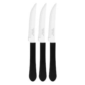 Kit 3 facas mesa churrasco tramontina leme inox cabo preto