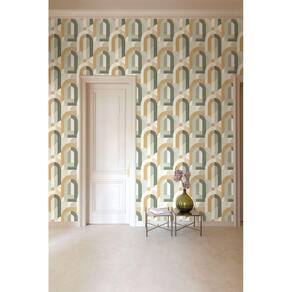 Papel de parede geométrico verde maison mn3609 - 10m x 0.53m