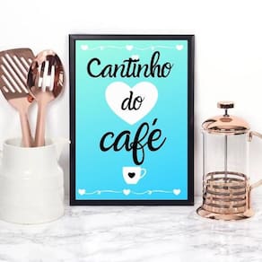 Quadro Cantinho Do Café Azul 33X24Cm - Com Vidro
