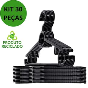 Cabide Kit Com 30 Unidades Reforçado Adulto Resistente Qualidade Premium - Preto