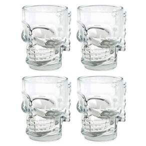 4 Caneca Caveira Rock Chopp Cerveja Vidro 510Ml Grande