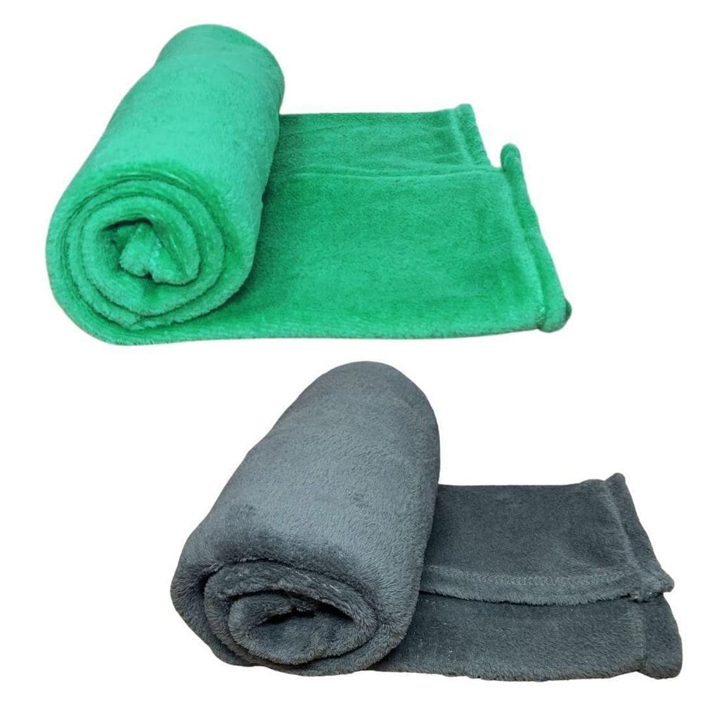 Kit 2 mantas pet cor verde e cinza