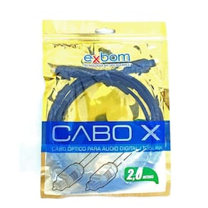 Cabo óptico para áudio digital od4.0 toslink com 2 metros