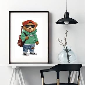 Quadro Urso Moda Fashion - 60X48Cm