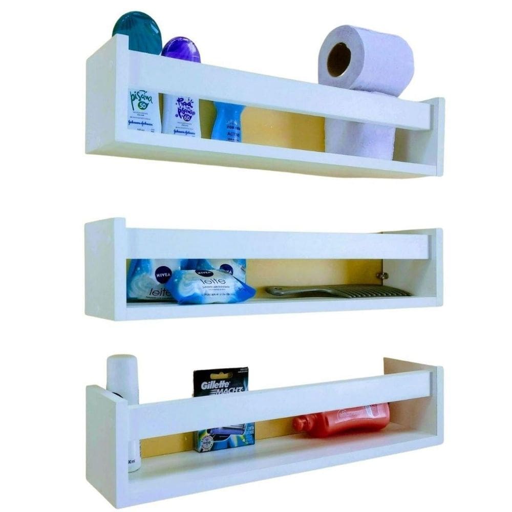 Prateleira banheiro lavabo cosméticos porta xampu 3un 40cm