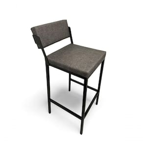 Banqueta Prisma Com Encosto Estofada Metalon Preto Cinza - 65cm