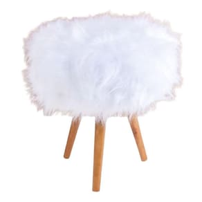 Puff puf banqueta para salão de beleza pelúcia branca 50 cm