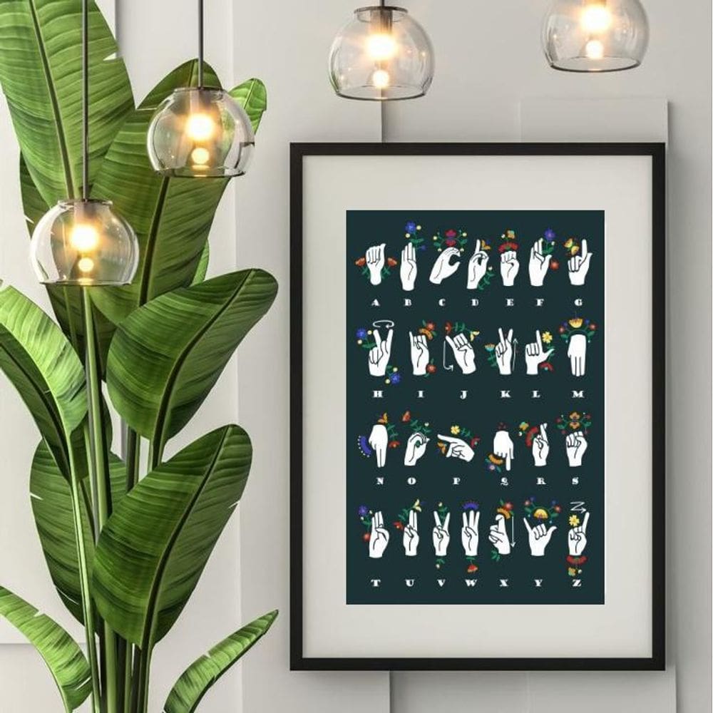 Quadro Alfabeto Manual Libras - 60X48Cm