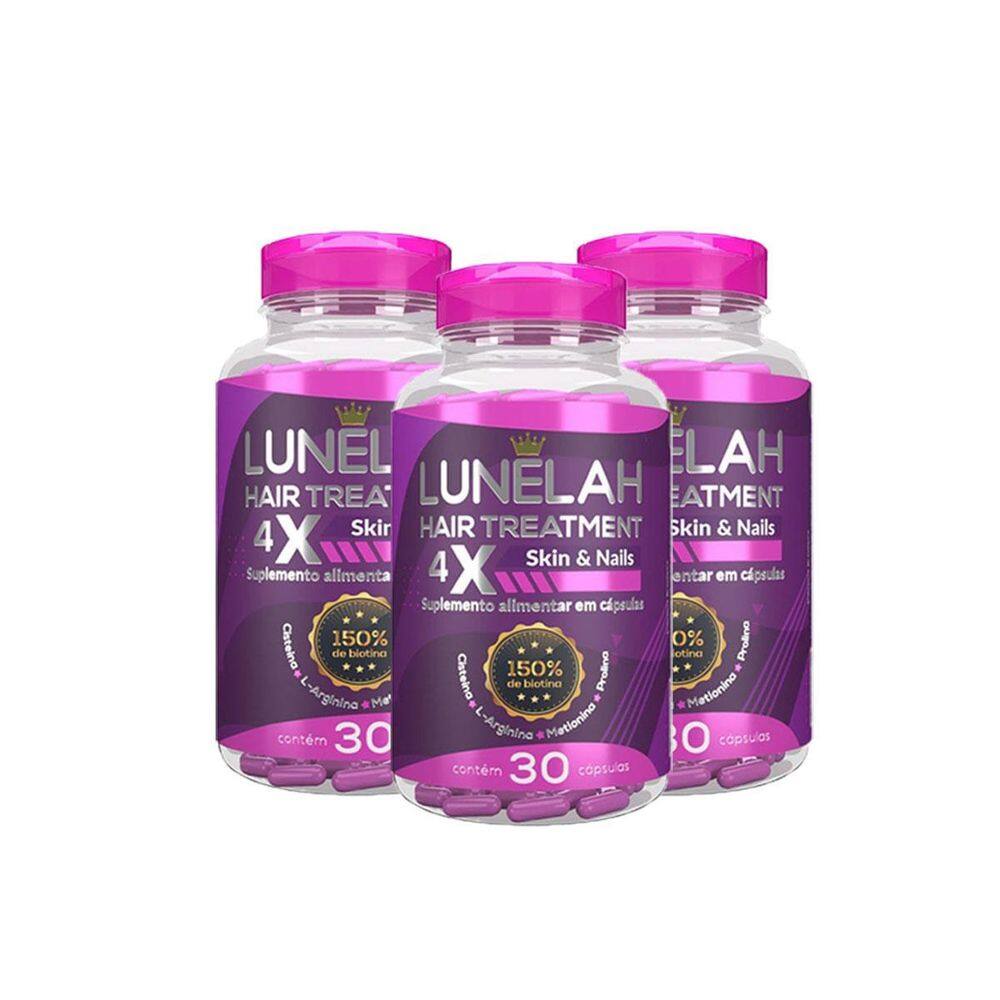 3X Lunelah Tratamento Cabelo Pele E Unhas 30Caps
